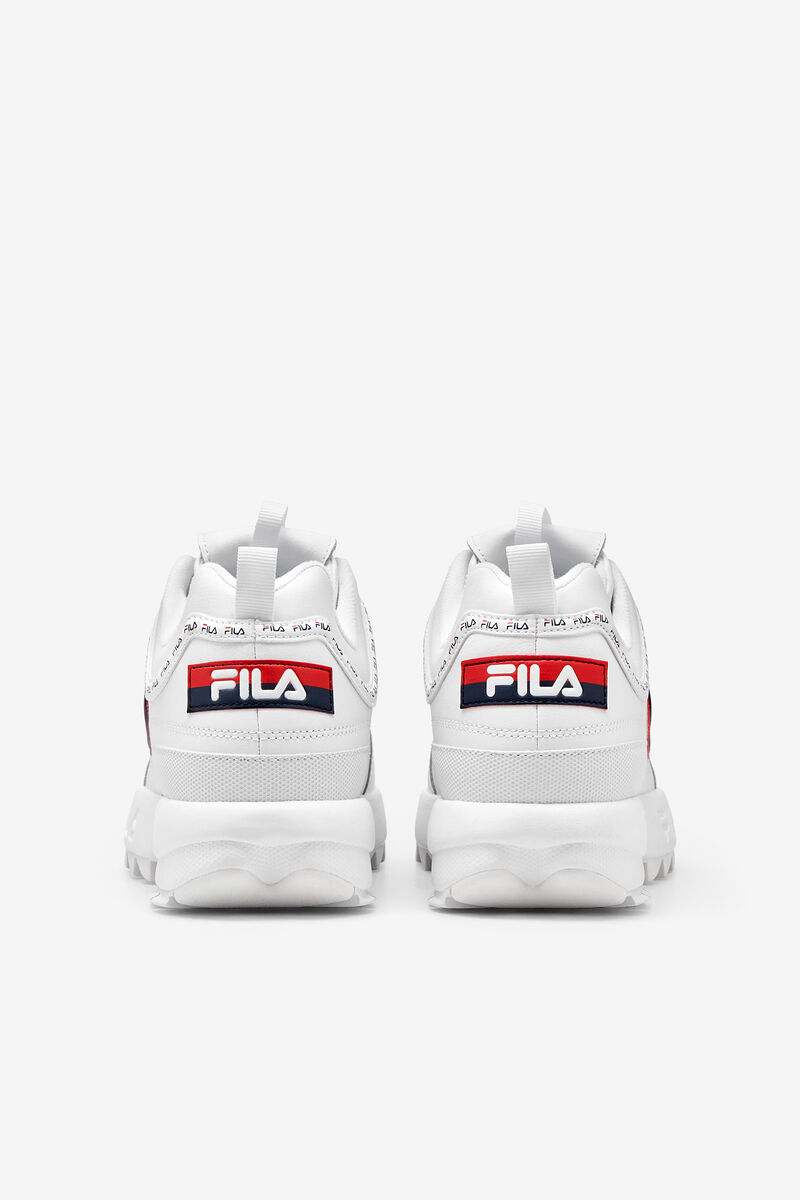 Men's Fila Disruptor 2 Premium Repeat Platform Shoes White / Navy / Red | GOdYjAugY8T