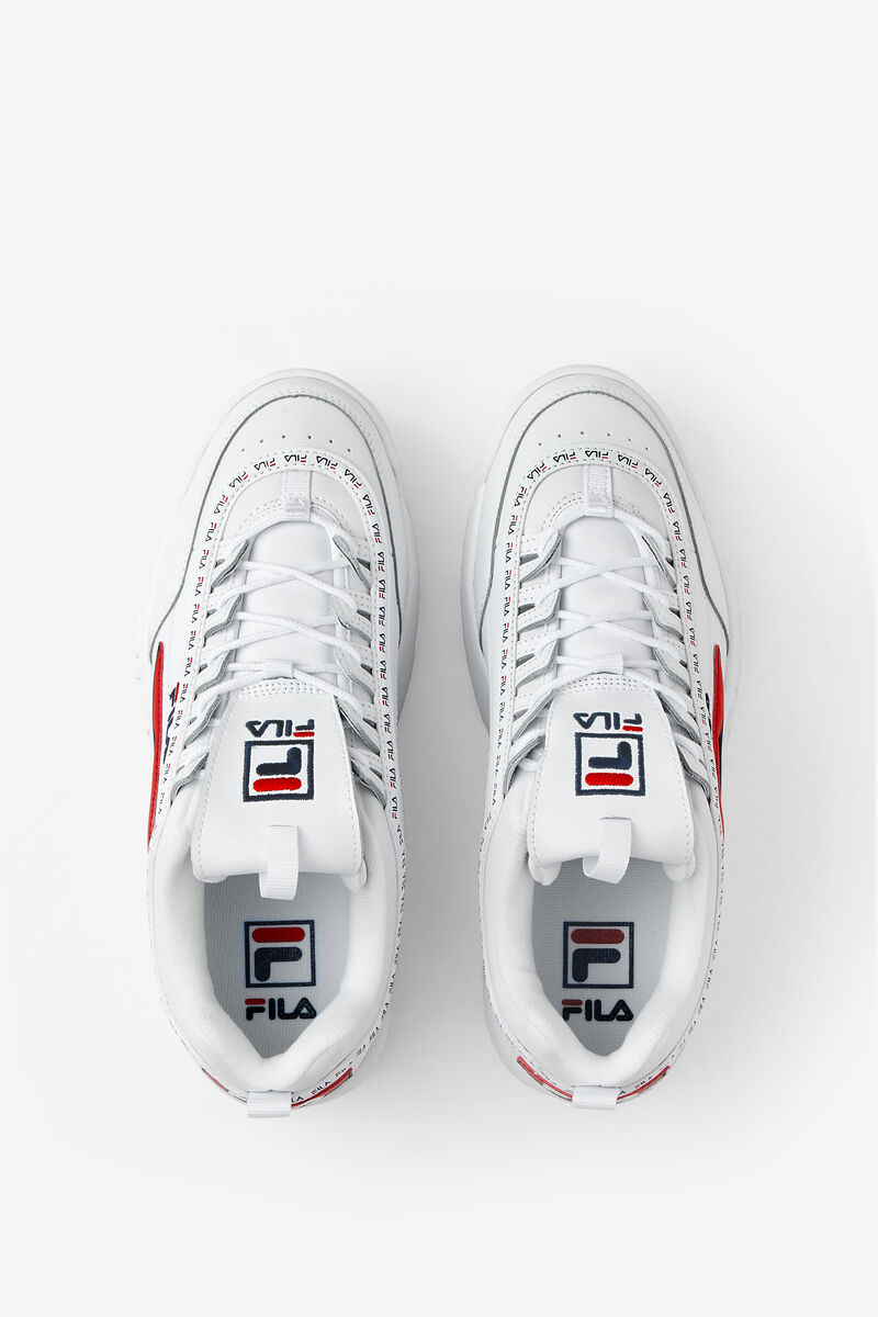 Men's Fila Disruptor 2 Premium Repeat Platform Shoes White / Navy / Red | GOdYjAugY8T
