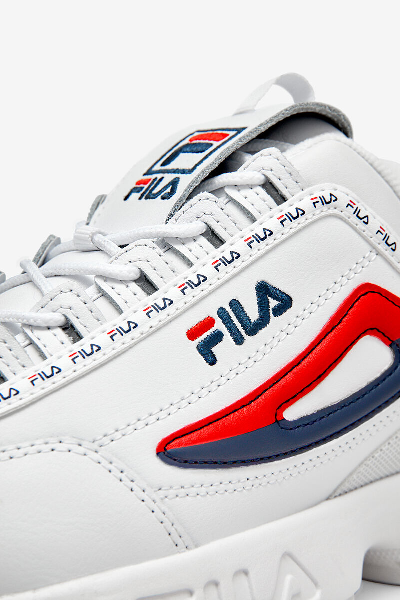 Men's Fila Disruptor 2 Premium Repeat Platform Shoes White / Navy / Red | GOdYjAugY8T