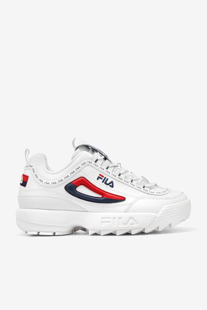 Men\'s Fila Disruptor 2 Premium Repeat Platform Shoes White / Navy / Red | GOdYjAugY8T