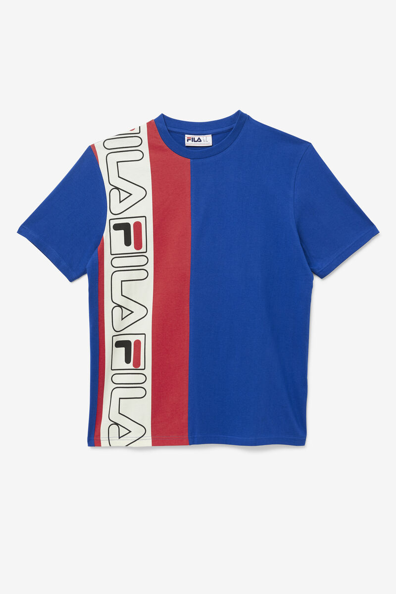 Men's Fila Dixon T Shirts Blue / Red | PIR2p1GP6Dy