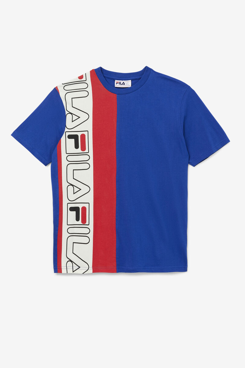 Men\'s Fila Dixon T Shirts Blue / Red | PIR2p1GP6Dy