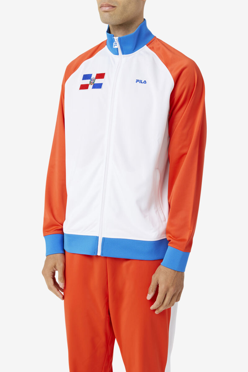 Men's Fila Dominican Republic Track Jacket Outerwear Red / White / Blue | PDQGoWjpy5Y