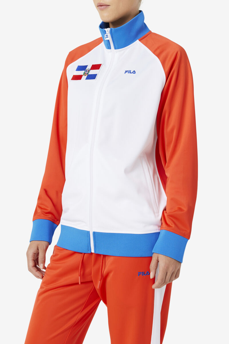 Men's Fila Dominican Republic Track Jacket Outerwear Red / White / Blue | PDQGoWjpy5Y