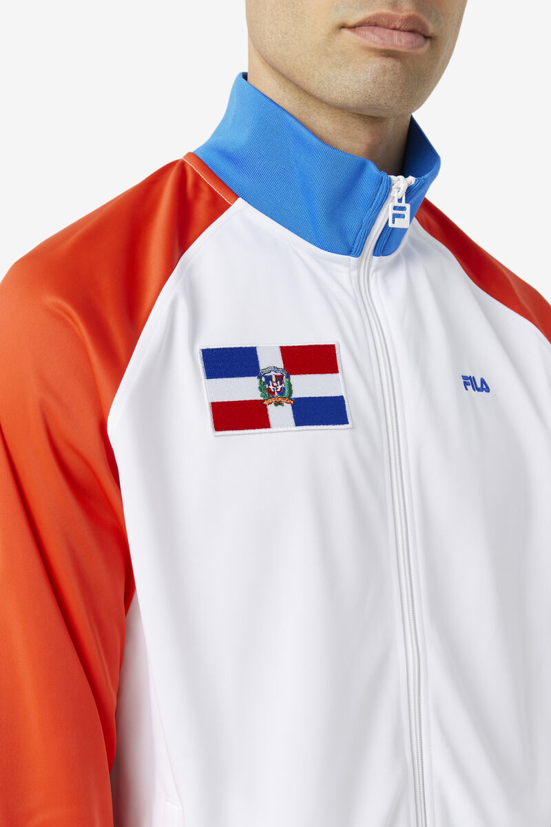 Men's Fila Dominican Republic Track Jacket Outerwear Red / White / Blue | PDQGoWjpy5Y