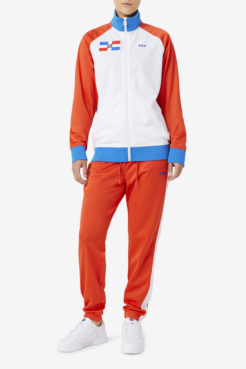 Men's Fila Dominican Republic Track Jacket Outerwear Red / White / Blue | PDQGoWjpy5Y
