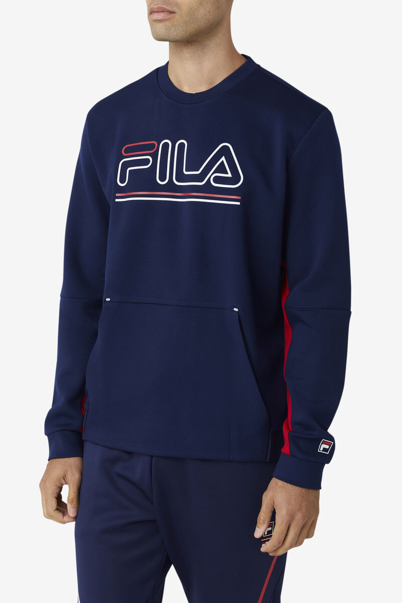 Men's Fila Dooley Tech Crew Tracksuits Navy / Red / White | TC8pbh5P2lC