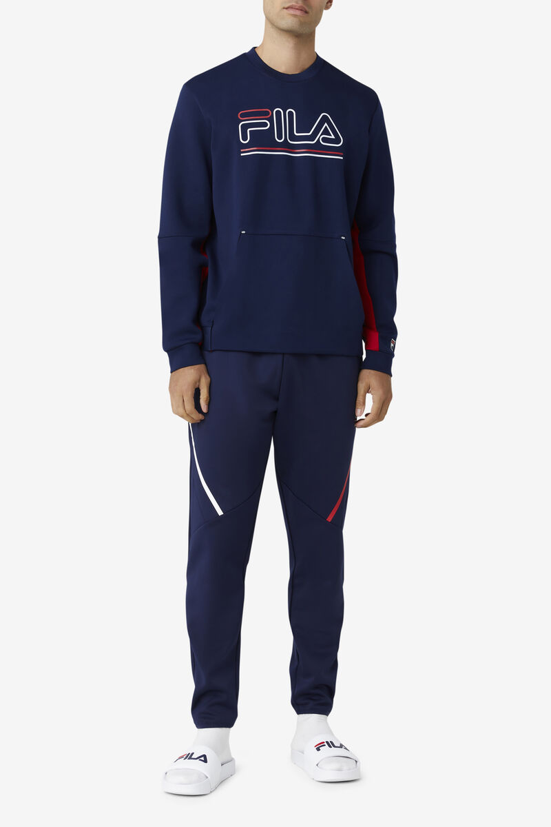 Men's Fila Dooley Tech Crew Tracksuits Navy / Red / White | TC8pbh5P2lC