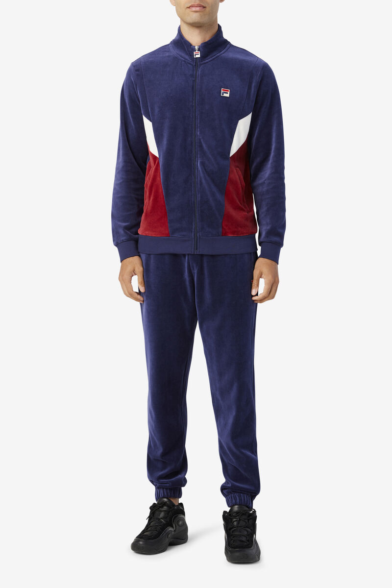 Men's Fila Dortmund Velour Jogger Tracksuits Navy | bQi6hQY1Hh2