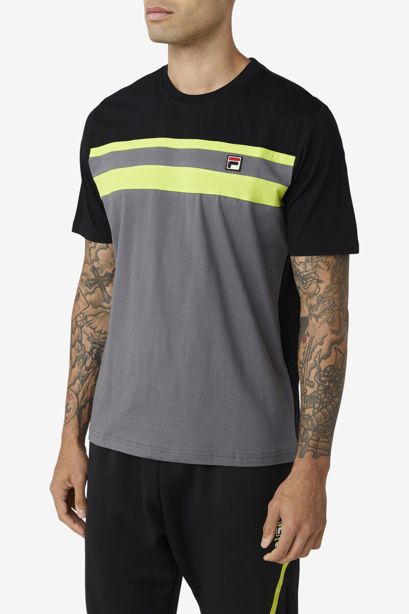 Men's Fila Dover T Shirts Black / Light Green | drA4esSAz1P
