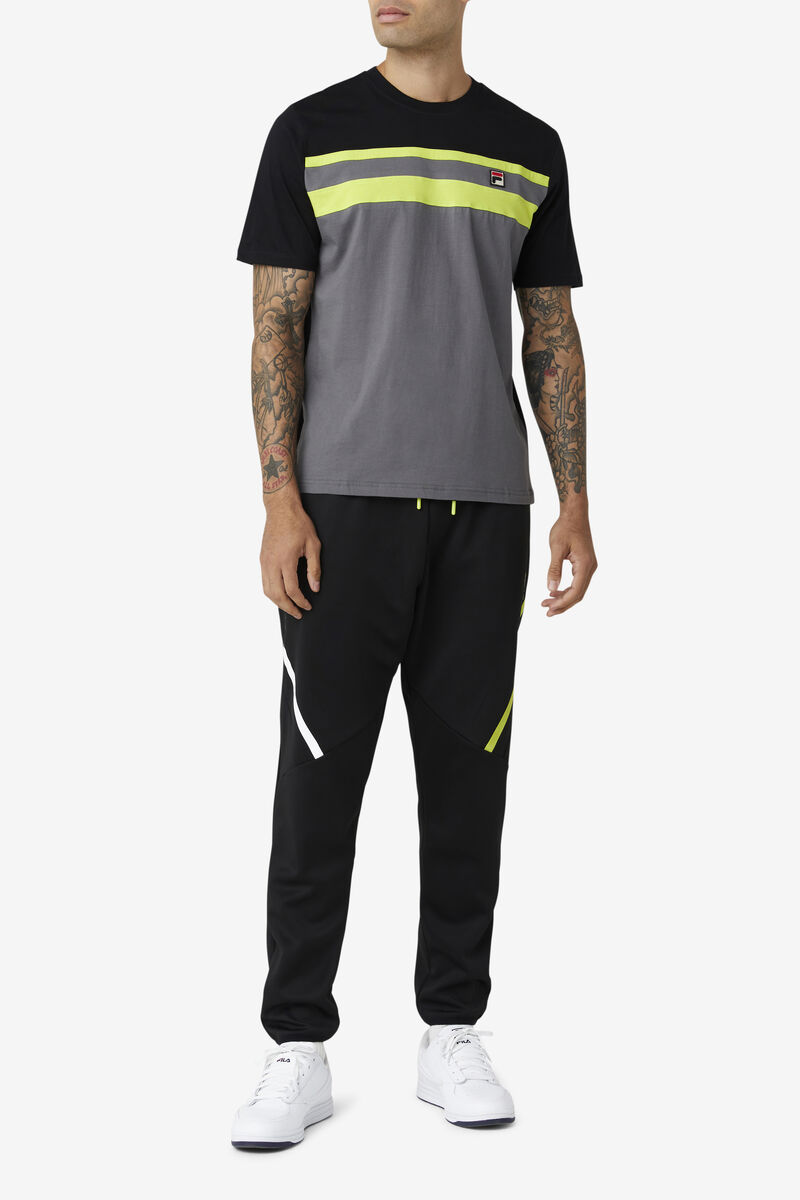Men's Fila Dover T Shirts Black / Light Green | drA4esSAz1P