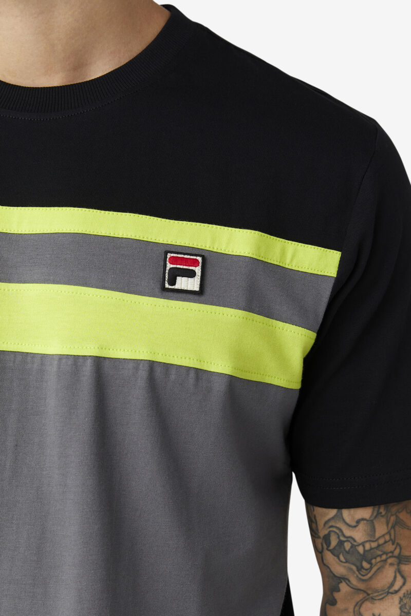 Men's Fila Dover T Shirts Black / Light Green | drA4esSAz1P