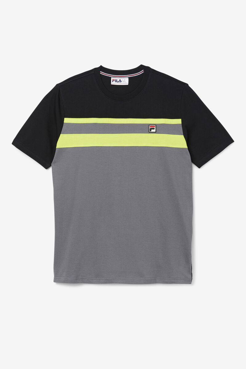 Men\'s Fila Dover T Shirts Black / Light Green | drA4esSAz1P