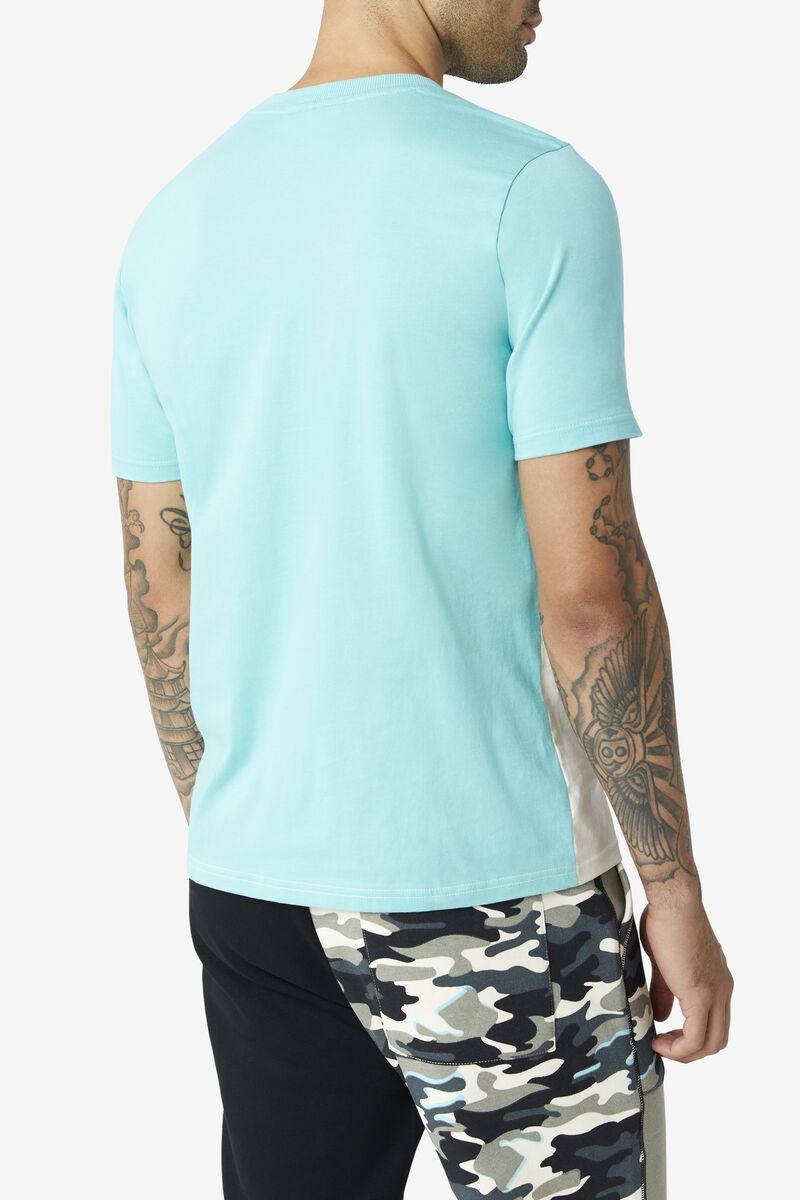 Men's Fila Dover T Shirts Blue Turquoise / Black | XYbiCz6SDKE