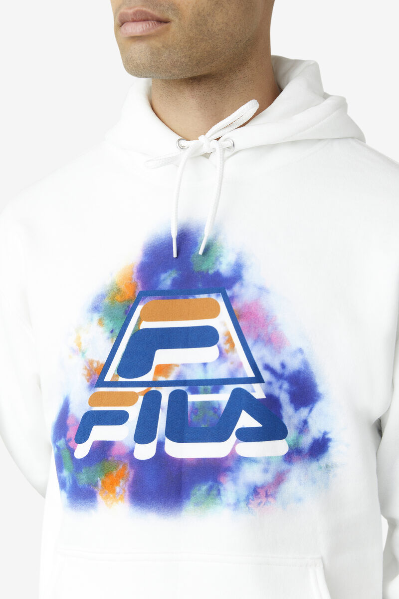 Men's Fila Dracen Tie Dye Hoodie Hoodies White | sT5IxEwarFA