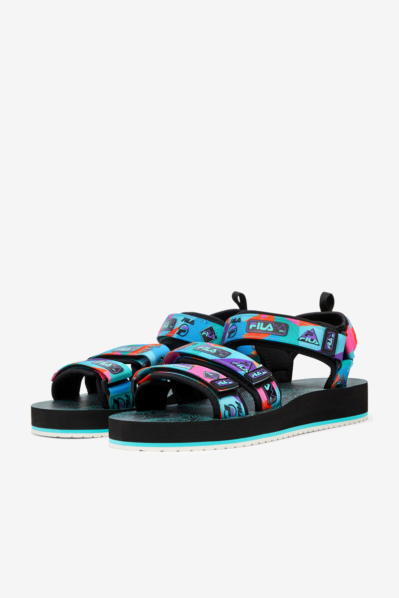 Men's Fila Drifter Dns '90s Sandals Black / Purple / Red Orange | urDUyqeVG7D