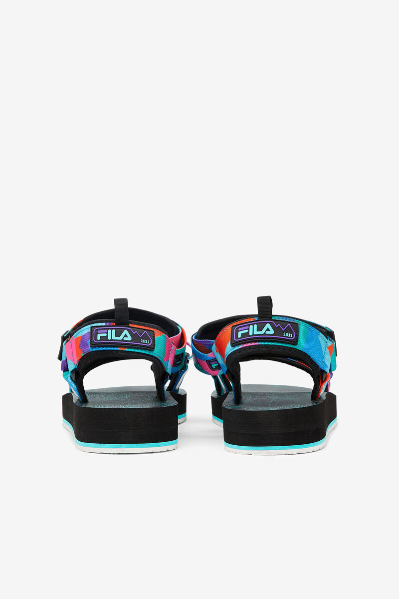 Men's Fila Drifter Dns '90s Sandals Black / Purple / Red Orange | urDUyqeVG7D