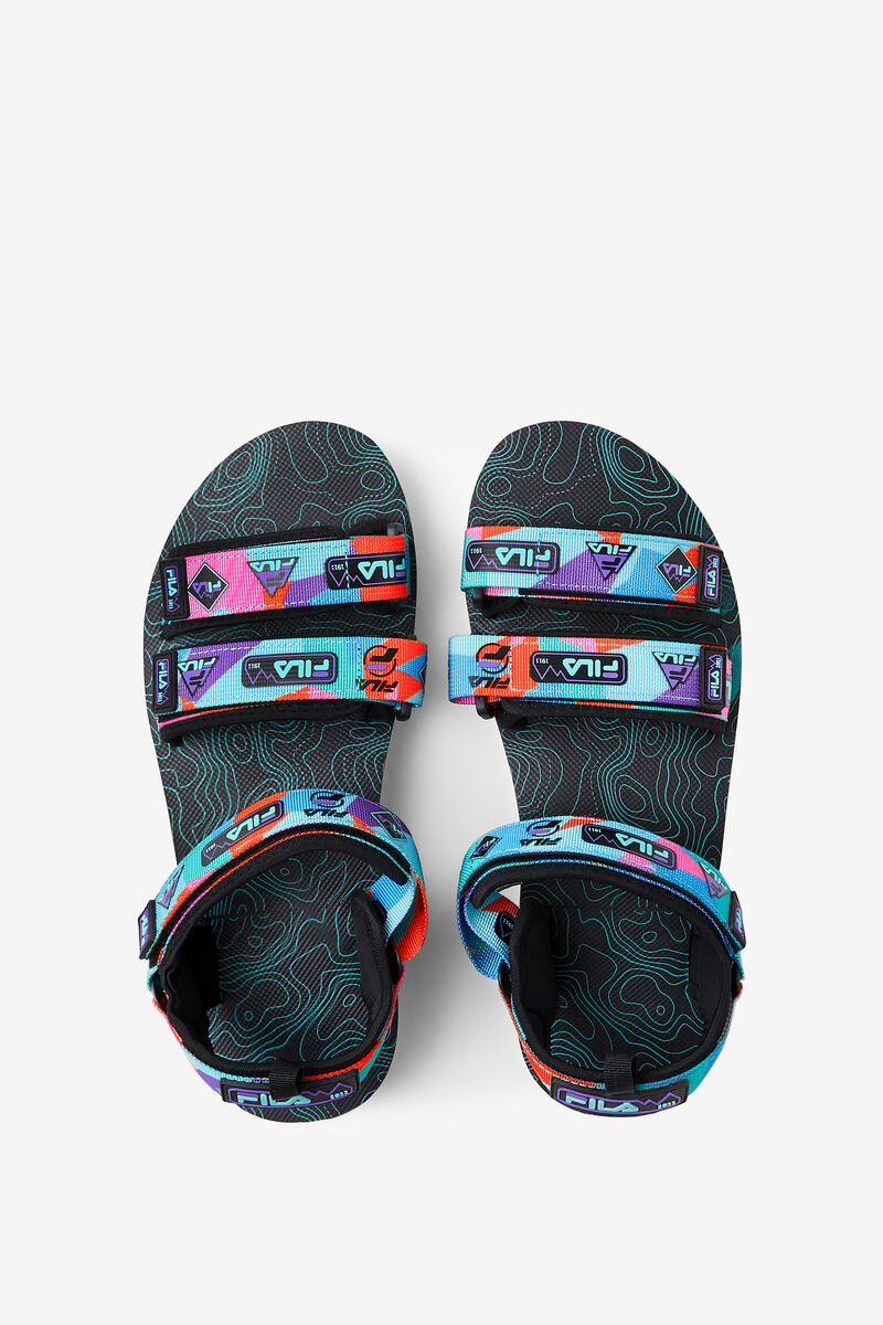 Men's Fila Drifter Dns '90s Sandals Black / Purple / Red Orange | urDUyqeVG7D