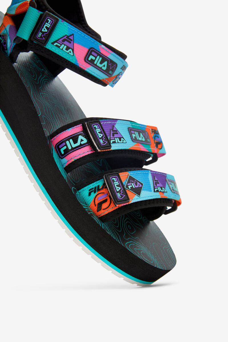 Men's Fila Drifter Dns '90s Sandals Black / Purple / Red Orange | urDUyqeVG7D