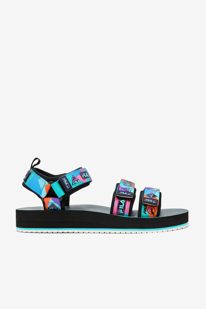 Men\'s Fila Drifter Dns \'90s Sandals Black / Purple / Red Orange | urDUyqeVG7D