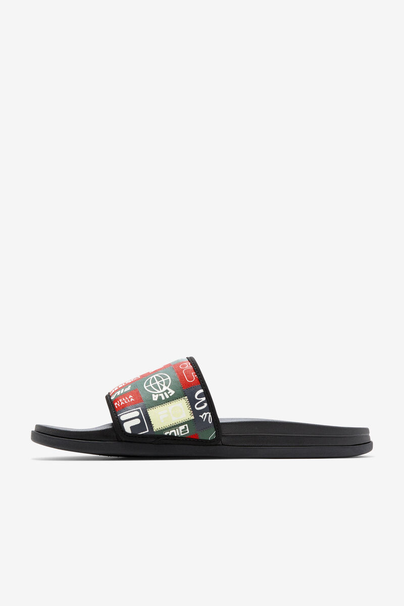 Men's Fila Drifter Lux Patchwork Sandals Black / Red / Multicolor | ASvqMtCStd2