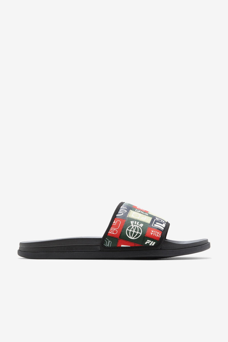 Men\'s Fila Drifter Lux Patchwork Sandals Black / Red / Multicolor | ASvqMtCStd2