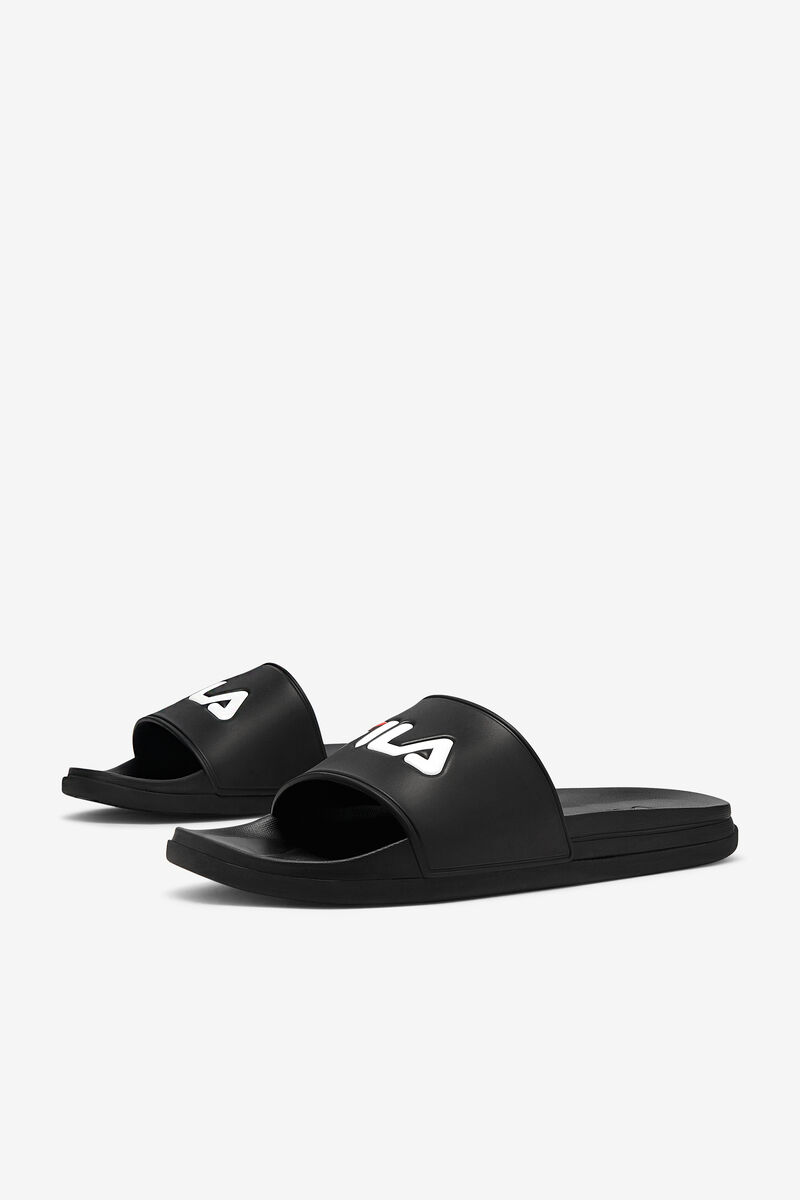 Men's Fila Drifter Luxe Sandals Black / Red / White | IQ7JyvOErLb
