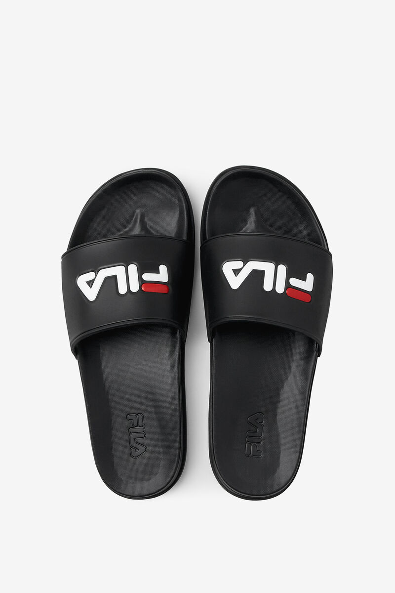 Men's Fila Drifter Luxe Sandals Black / Red / White | IQ7JyvOErLb