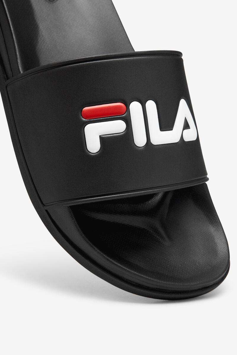 Men's Fila Drifter Luxe Sandals Black / Red / White | IQ7JyvOErLb