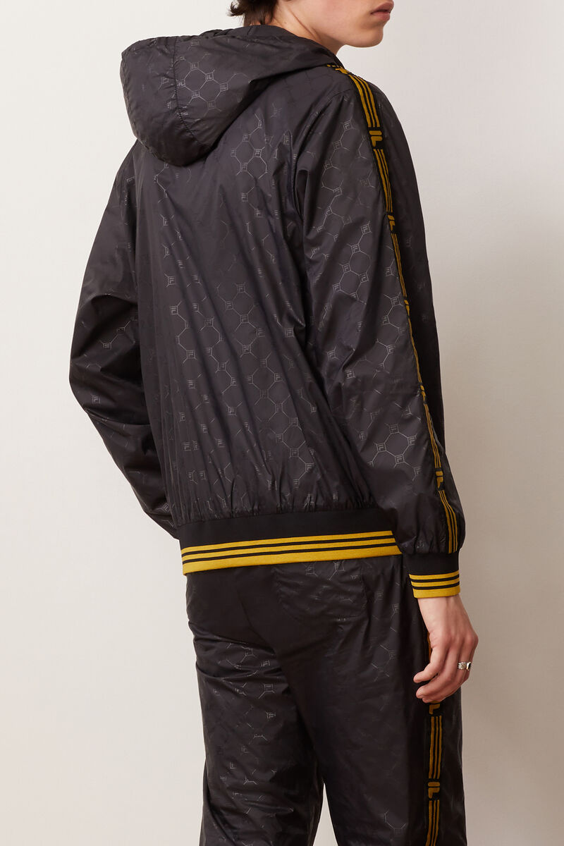 Men's Fila Dublin Hooded Wind Jacket Jackets Black / Gold | 9Okd5P3jLMH