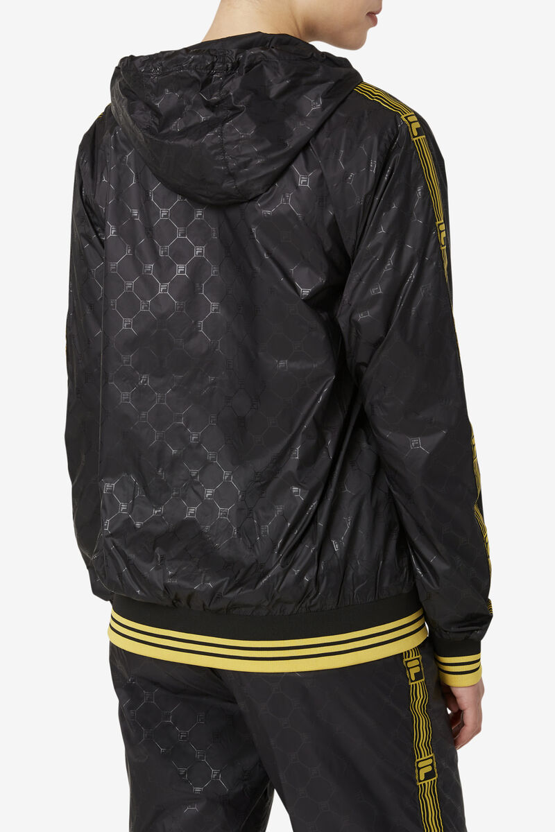Men's Fila Dublin Hooded Wind Jacket Jackets Black / Gold | 9Okd5P3jLMH