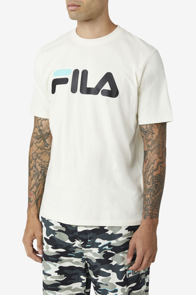 Men's Fila Eagle T Shirts Black / Blue Turquoise | 35sZ2KZ3BI7