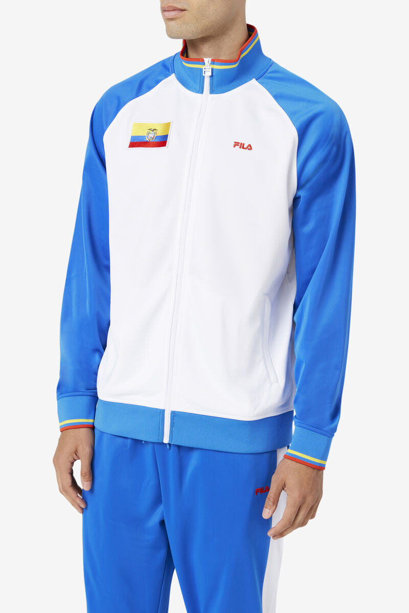 Men's Fila Ecuador Track Jacket Jackets White / Blue / Red | jzuoPAbww87