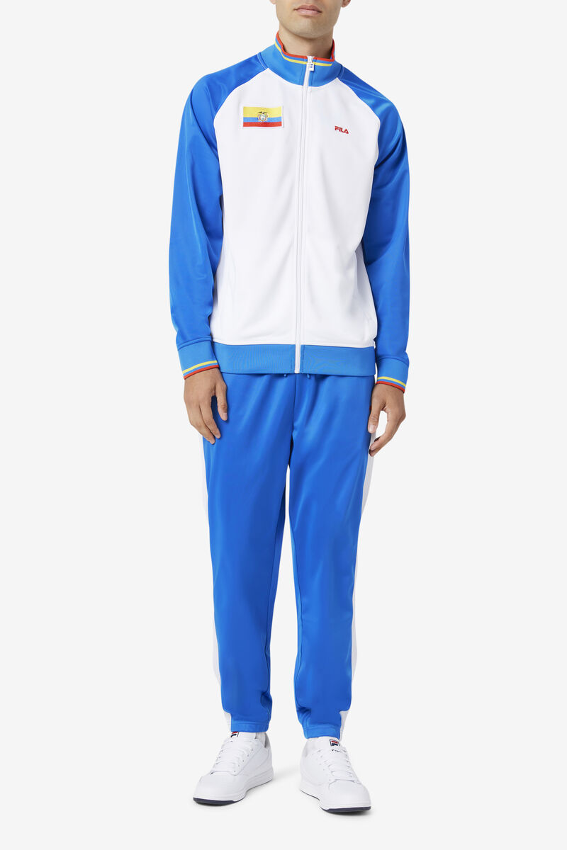 Men's Fila Ecuador Track Jacket Jackets White / Blue / Red | jzuoPAbww87
