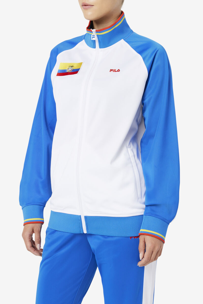 Men's Fila Ecuador Track Jacket Jackets White / Blue / Red | jzuoPAbww87