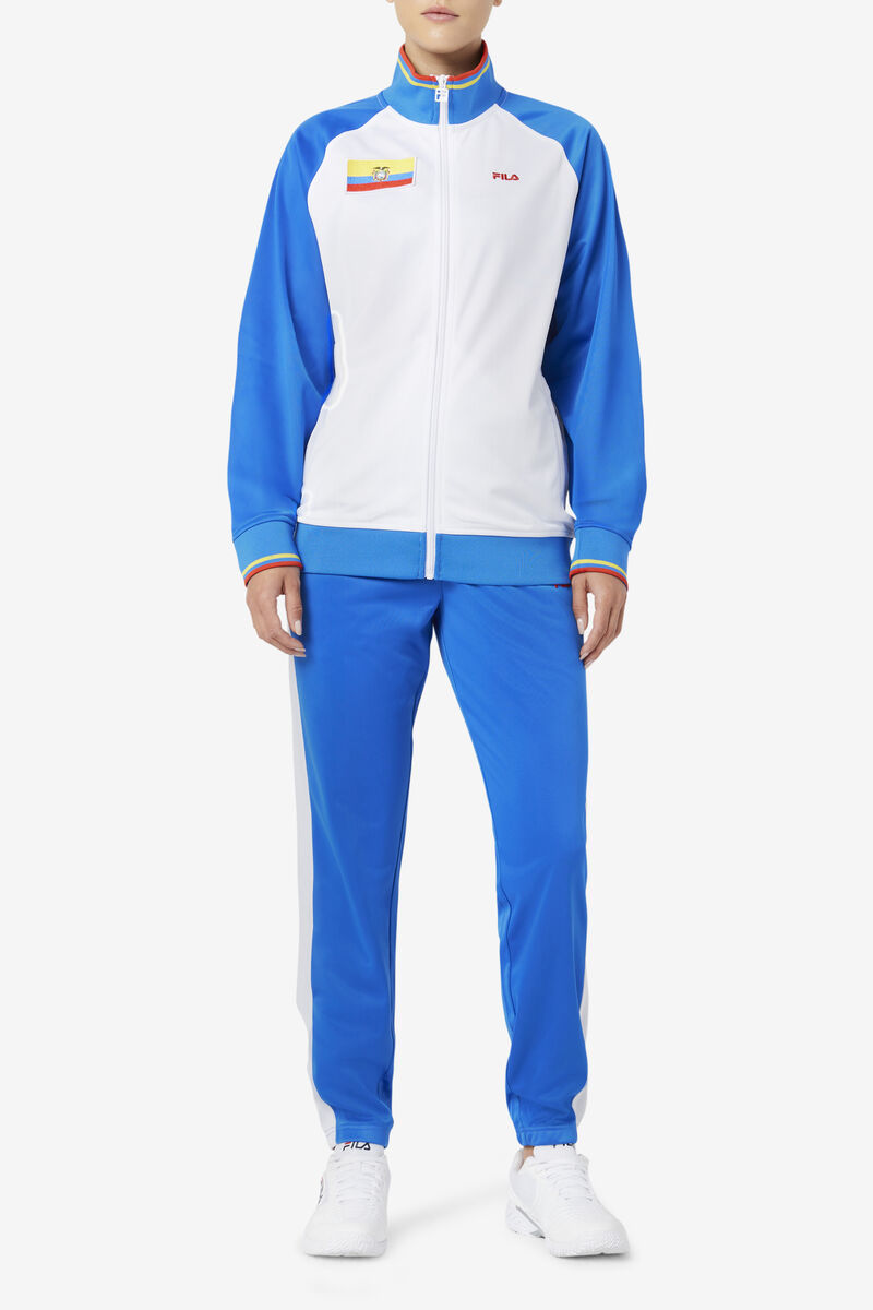 Men's Fila Ecuador Track Jacket Jackets White / Blue / Red | jzuoPAbww87