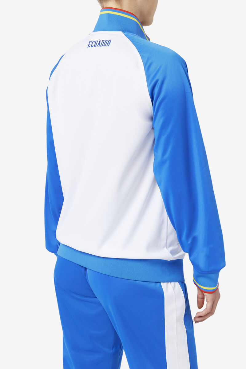 Men's Fila Ecuador Track Jacket Jackets White / Blue / Red | jzuoPAbww87