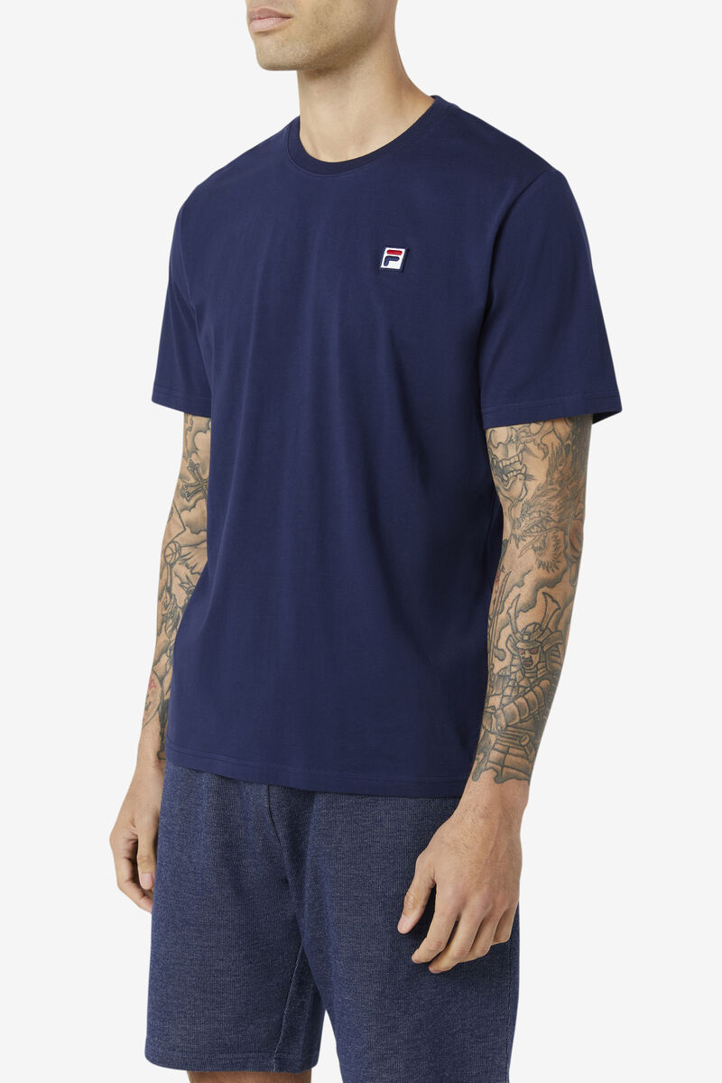 Men's Fila Edgecumbe Short Sleeve T Shirts Navy / White | GdQwC7qwMWf
