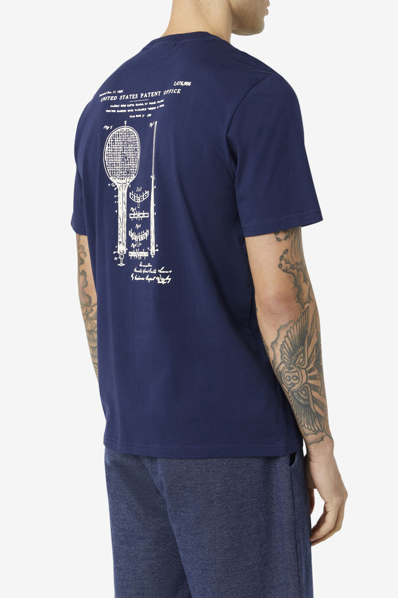 Men's Fila Edgecumbe Short Sleeve T Shirts Navy / White | GdQwC7qwMWf