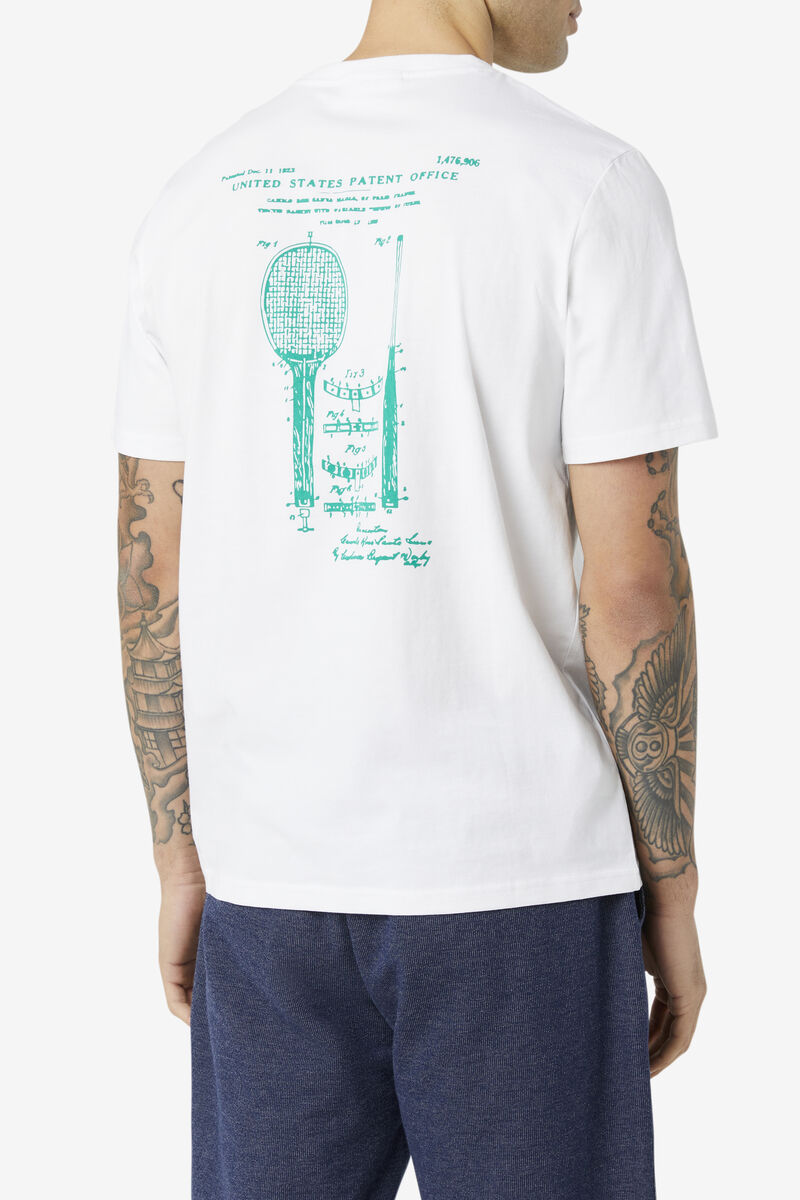 Men's Fila Edgecumbe Short Sleeve T Shirts White / Green | kfIZFzjdmbW