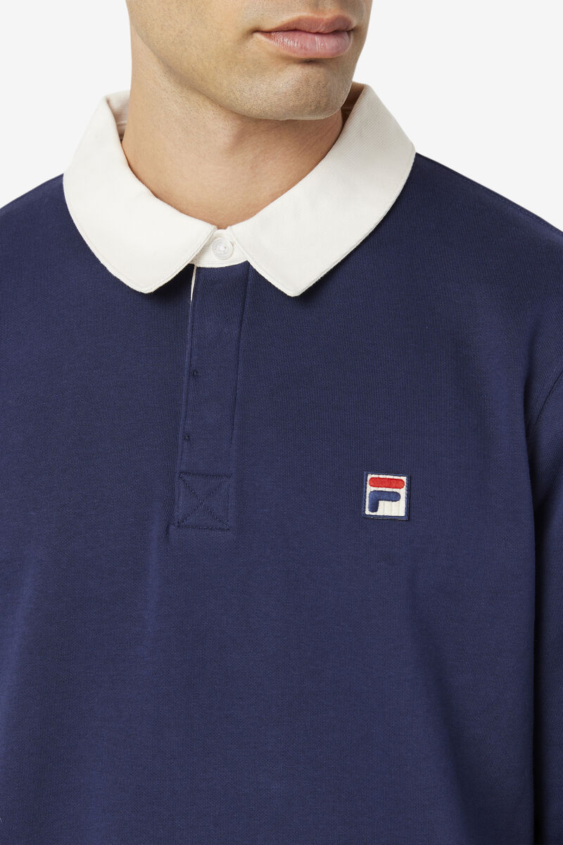 Men's Fila Edison Fleece Rugby Rugbys Navy / White | lekM46Atc27