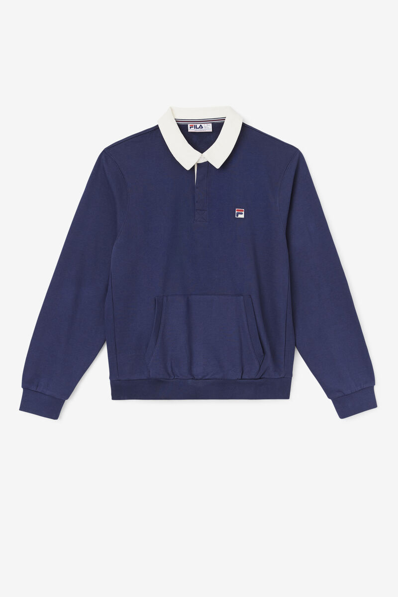 Men\'s Fila Edison Fleece Rugby Rugbys Navy / White | lekM46Atc27