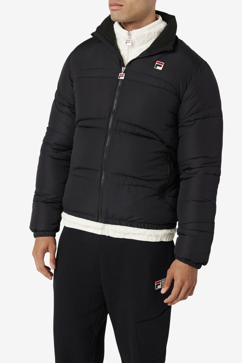Men's Fila Elias Puffer Jacket Jackets Black | 1EqMX8W4RGJ