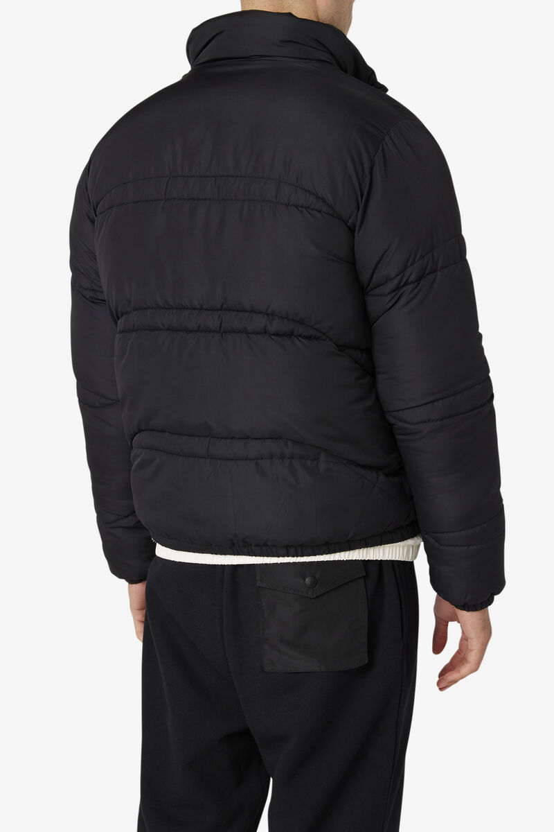 Men's Fila Elias Puffer Jacket Jackets Black | 1EqMX8W4RGJ