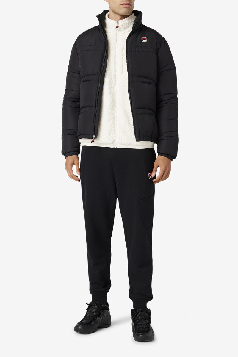 Men's Fila Elias Puffer Jacket Jackets Black | 1EqMX8W4RGJ