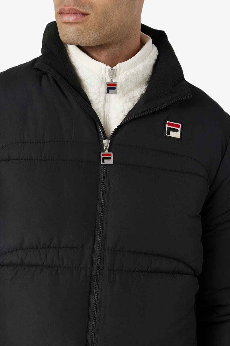 Men's Fila Elias Puffer Jacket Jackets Black | 1EqMX8W4RGJ