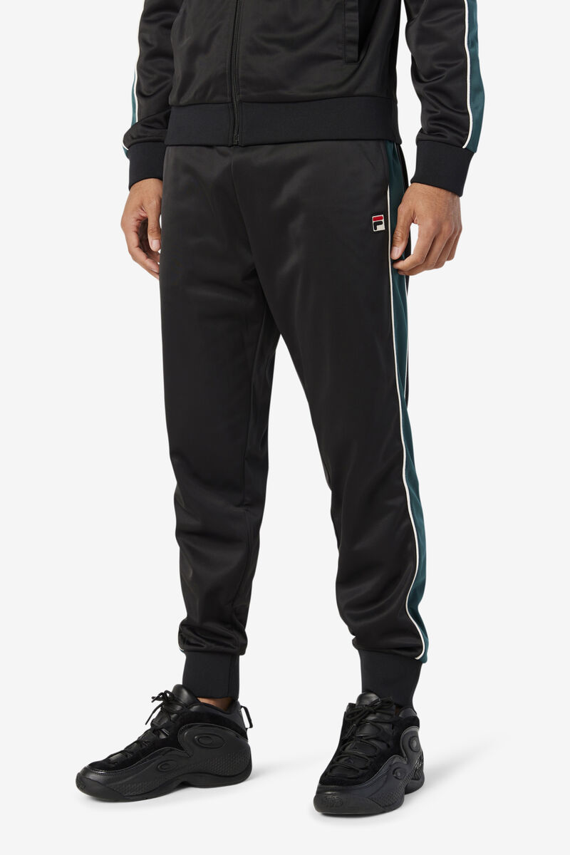 Men's Fila Elijah Track Pant Pants Black / White | y3Baf4dSe4A