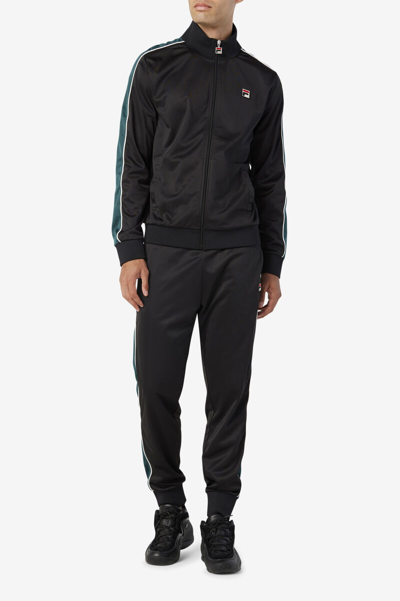 Men's Fila Elijah Track Pant Pants Black / White | y3Baf4dSe4A