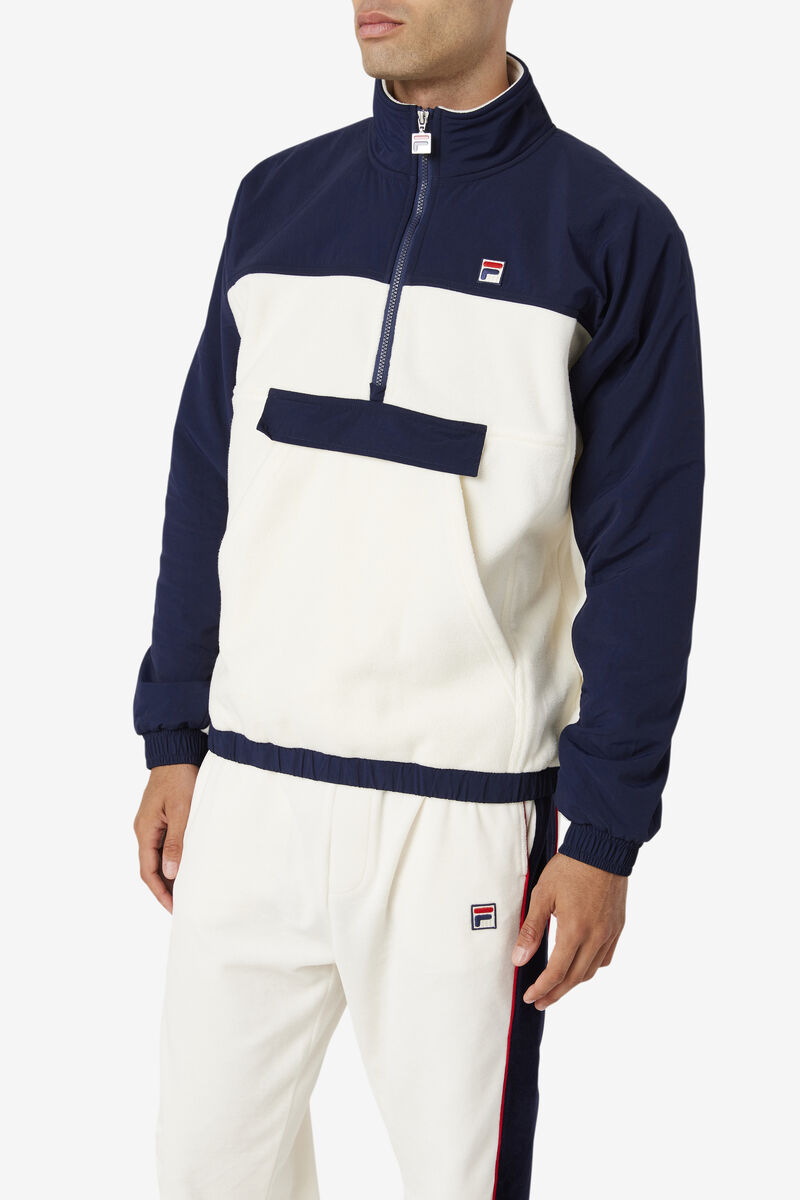 Men's Fila Erick 1/2 Zip Pullover Jackets White / Navy | JibYT14y7LV