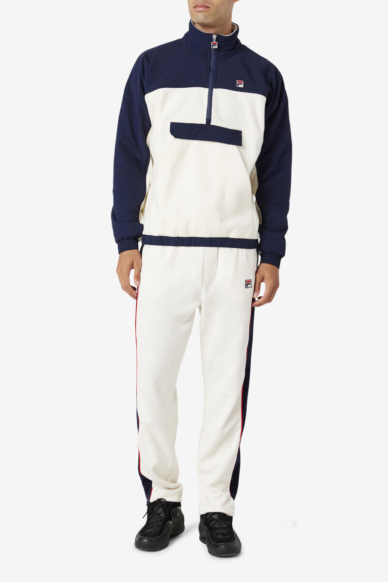 Men's Fila Erick 1/2 Zip Pullover Jackets White / Navy | JibYT14y7LV